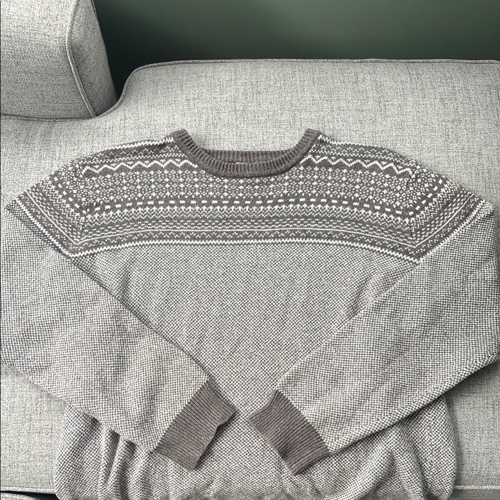 Men's Stylish Gray Patterned Crewneck Sweater